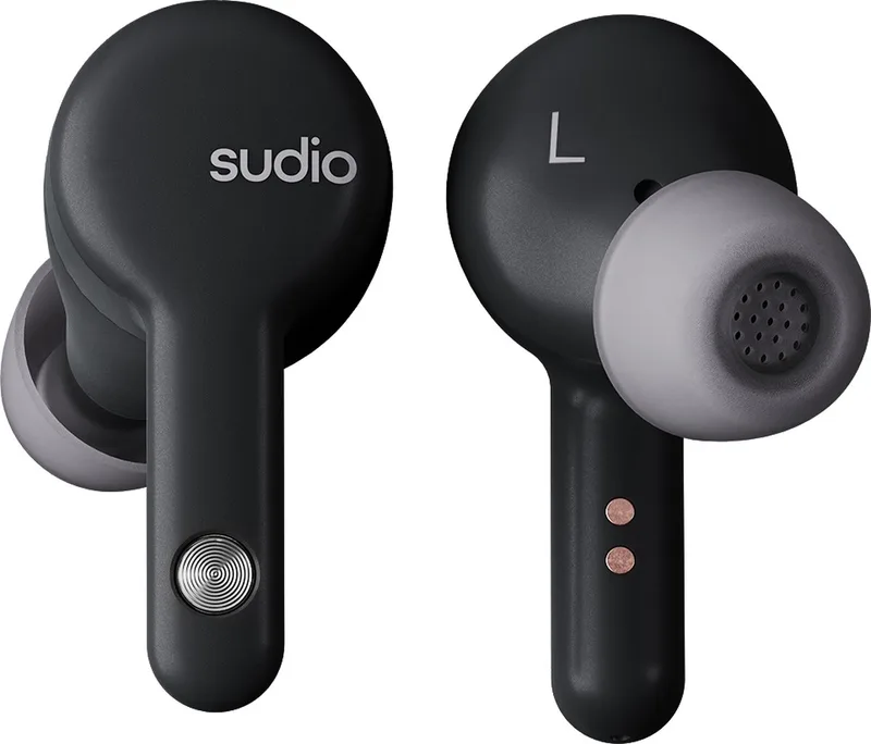 A2 in-ear true wireless earphones - draadloze oordopjes - met active noice cancellation (ANC) van Sudio in Zwart – productfoto