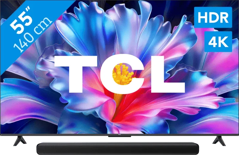 TCL 55" LED P6L 4K (2026) + TCL S45H 2.0 Soundbar by TCL – product photo