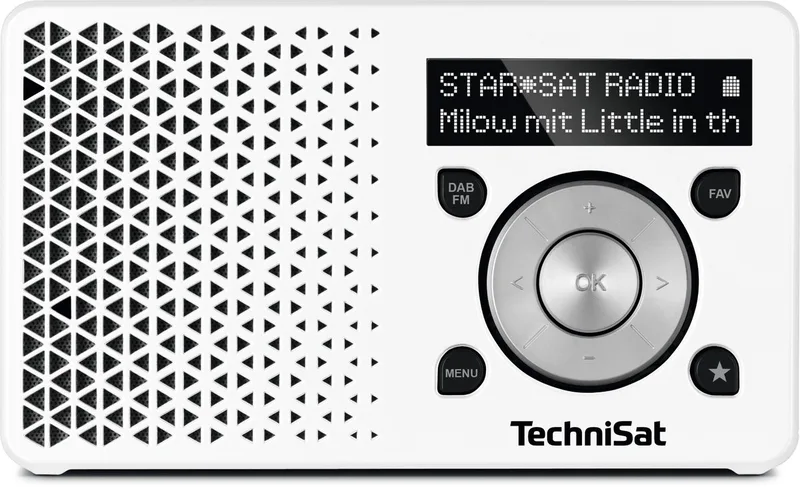DIGITRADIO 1 - draagbare DAB+ radio met accu (DAB, FM, luidspreker, hoofdtelefoonaansluiting, favorietenopslag, klein OLED-display, 1 watt RMS) wit/zilver van Technisat in Wit – productfoto