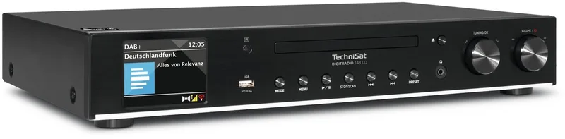 DIGITRADIO 143 CD (V3) - HiFi-tuner, internetradio (DAB+, FM, Wi-Fi audio-streaming functie, Bluetooth, Spotify Connect, CD-speler, app-bediening, afstandsbediening by Technisat in Zwart – met cd-speler – product photo 1 of 2