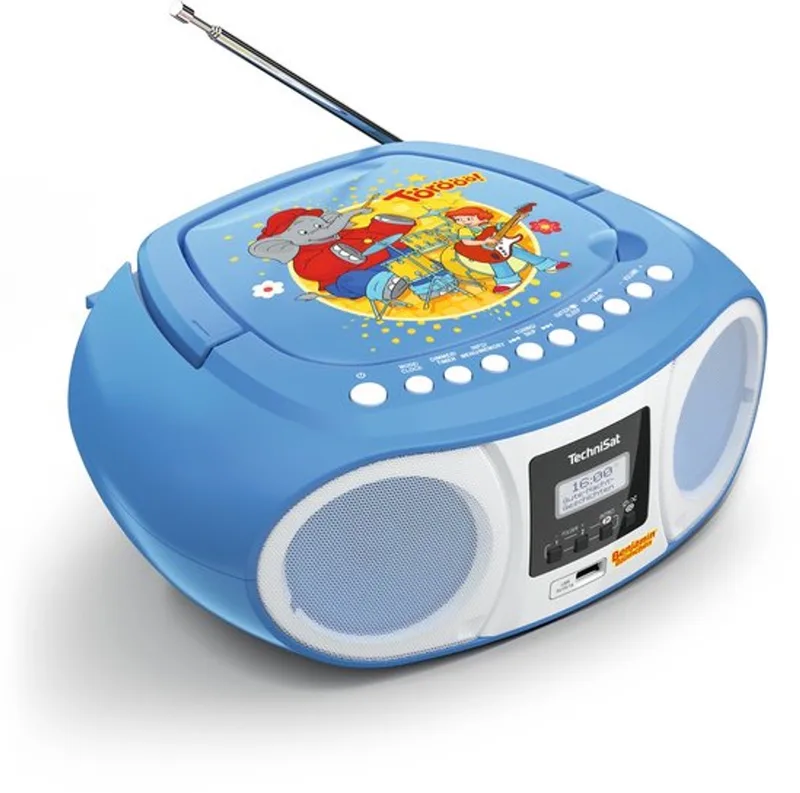 DIGITRADIO 1990 - Stereo-boombox met DAB+/FM-radio en CD-speler (Bluetooth-audiostreaming, hoofdtelefoonaansluiting, USB, AUX in, oplaadfunctie, klok, 2 x 1,5 watt uitgangsvermogen) van Technisat in Benjamin Blümchen – productfoto