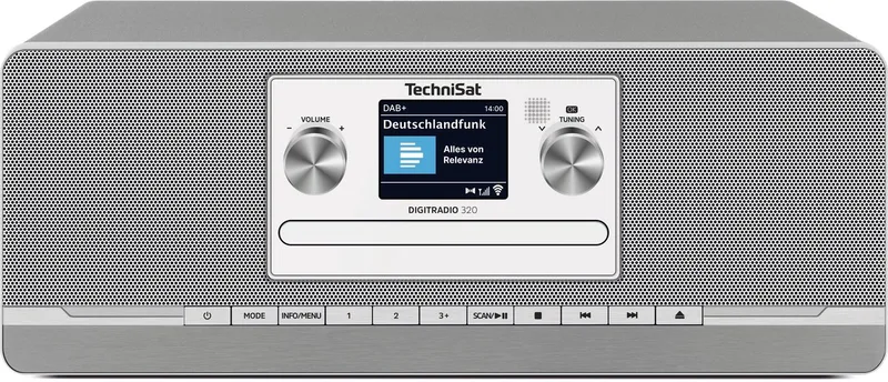 DIGITRADIO 320 – Stereo digitale radio (compact systeem met DAB+ & FM, cd-speler, Bluetooth, USB, 2×5 W RMS, TFT-kleurendisplay, favorietenlijst, wekker, slaaptimer, afstandsbediening) de Technisat en Argent – photo produit