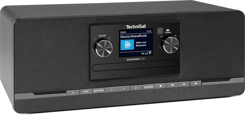 DIGITRADIO 320 – Stereo digitale radio (compact systeem met DAB+ & FM, cd-speler, Bluetooth, USB, 2×5 W RMS, TFT-kleurendisplay, favorietenlijst, wekker, slaaptimer, afstandsbediening) van Technisat in Zwart – productfoto
