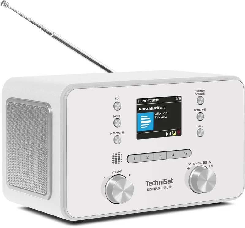DIGITRADIO 550 IR - 10W Stereo Internetradio (DAB+, FM, wifi, Bluetooth, app-bediening, wekker) de Technisat en Blanc – photo produit
