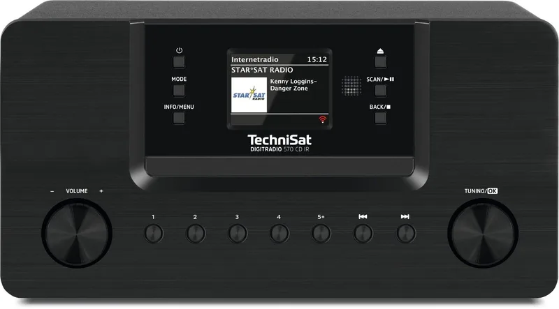 DIGITRADIO 570 CD IR - Stereo DAB+ Internet radio (CD speler, WLAN, FM, Bluetooth audio streaming, Spotify, USB, wekker, WiFi streaming, AUXin, equalizer, afstandsbediening, 2x 5 watt) de Technisat en Noir – photo produit