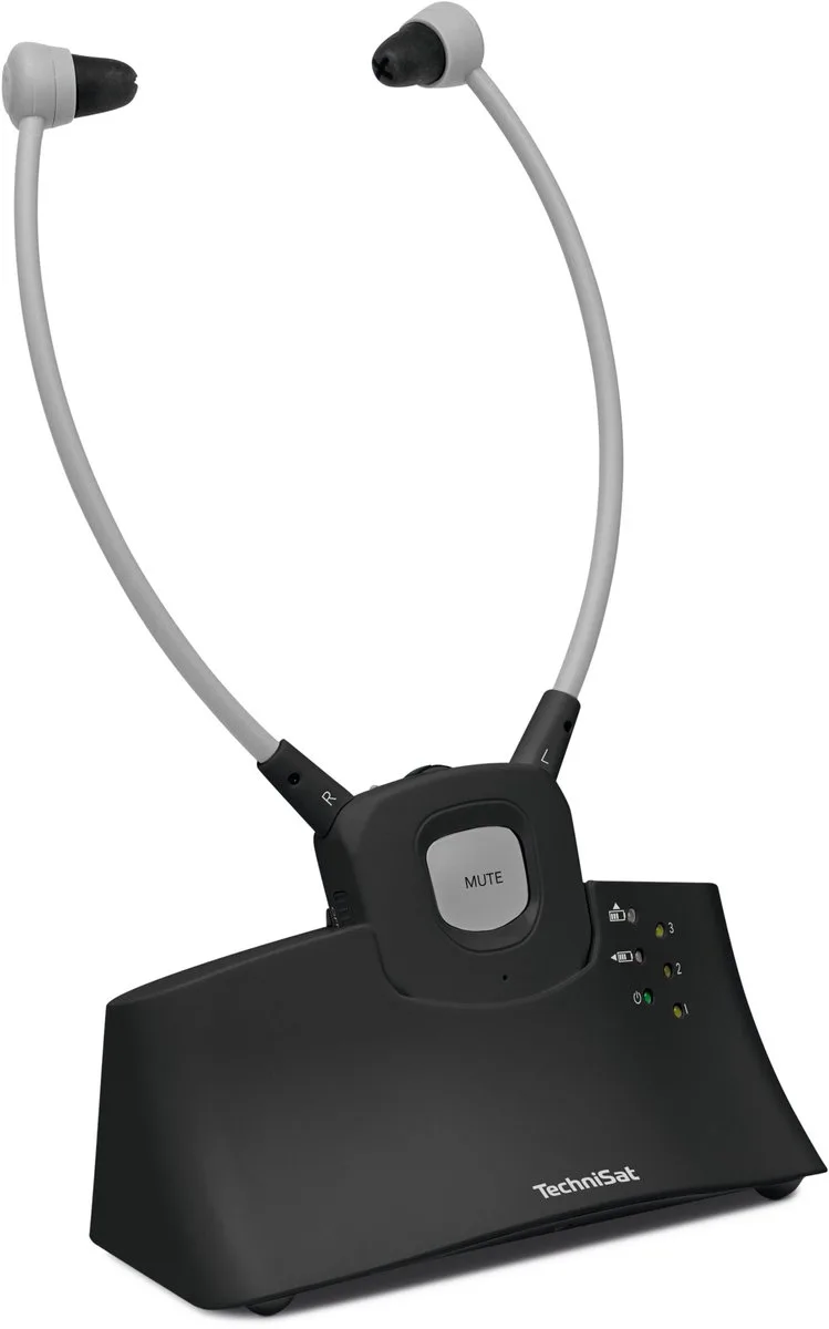 STEREOMAN ISI 3 Draadloze stereo draadloze hoofdtelefoon voor televisie en muzieksystemen met dockingstation van Technisat in Zwart – productfoto 1 van 2