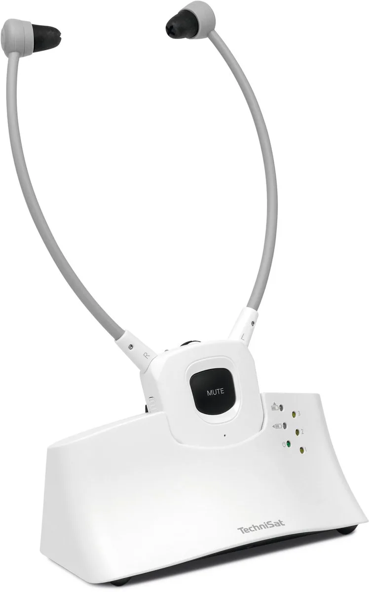 STEREOMAN ISI 3 Draadloze stereo draadloze hoofdtelefoon voor televisie en muzieksystemen met dockingstation by Technisat in White – product photo 1 of 2