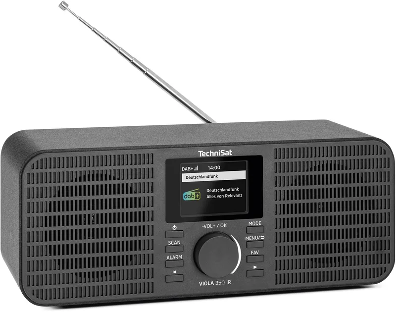 VIOLA 350 IR – 16 watt stereo internetradio met DAB+, FM, Bluetooth, AUX-in, hoofdtelefoonaansluiting, wekker en sleeptimer van Technisat in Zwart – productfoto