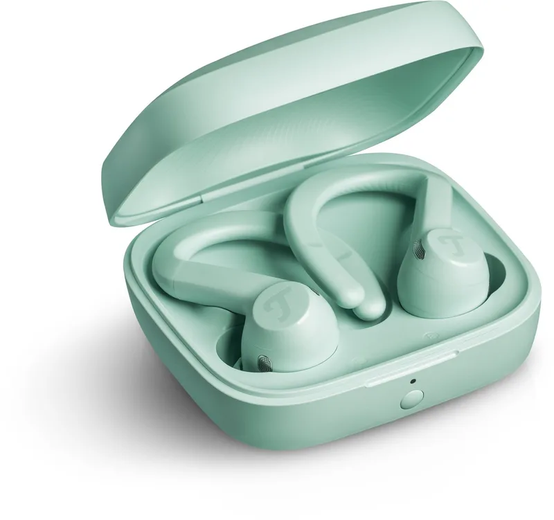 AIRY SPORTS TWS 2 - Draadloze bluetooth sportoortjes - Actieve ruisonderdrukking - Batterijduur tot 58 uur - Snellaadfunctie - Touch control - Handsfree-functie by Teufel in Nevelgroen – product photo