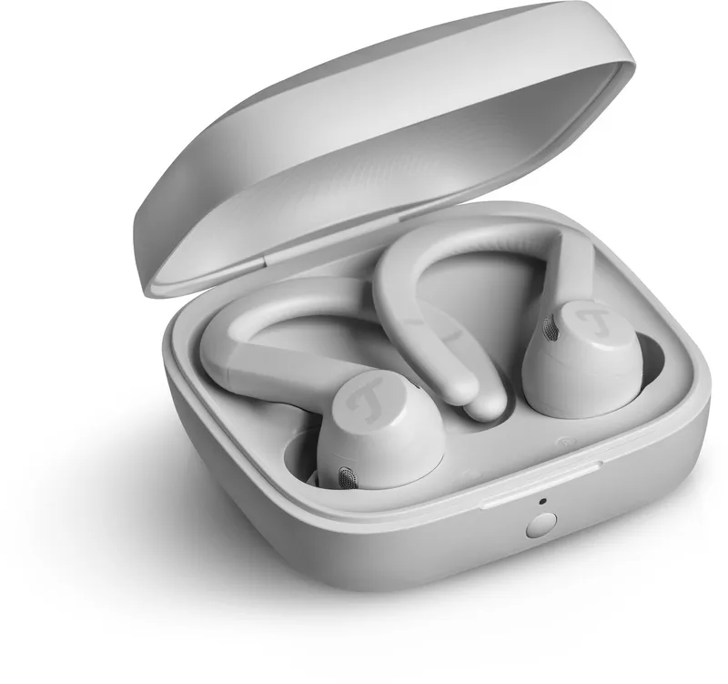 AIRY SPORTS TWS 2 - Draadloze bluetooth sportoortjes - Actieve ruisonderdrukking - Batterijduur tot 58 uur - Snellaadfunctie - Touch control - Handsfree-functie by Teufel in Moon Gray – product photo