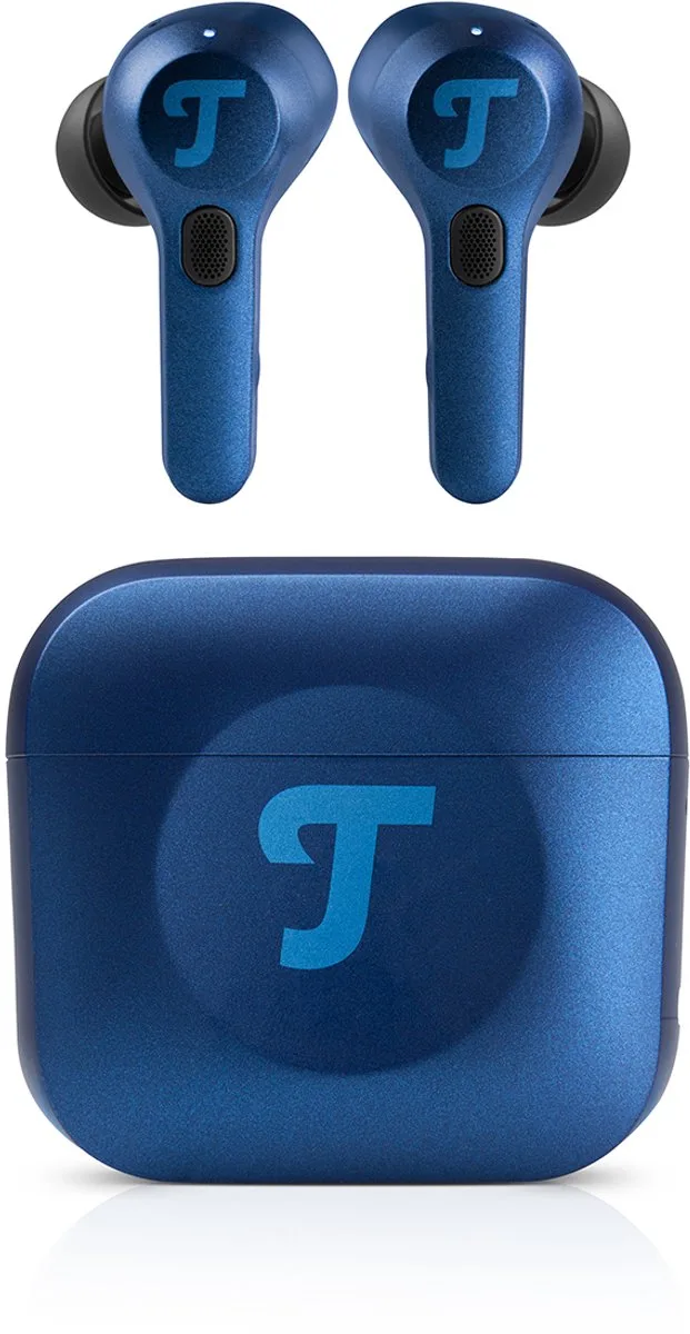 AIRY TWS PRO - True Wireless oortjes met noise cancelling, transparantiemodus, draadloos opladen, batterij tot 32 uur, IPX4 waterbestendig van Teufel in Steel Blue – productfoto