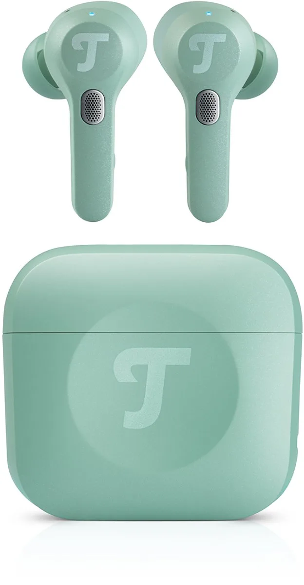 AIRY TWS PRO - True Wireless oortjes met noise cancelling, transparantiemodus, draadloos opladen, batterij tot 32 uur, IPX4 waterbestendig van Teufel in Misty Green – productfoto