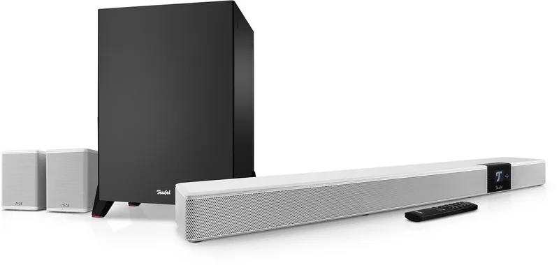 CINEBAR 22 Power Edition - Dolby Atmos 7.1 soundbar met draadloze, krachtige subwoofer - Home cinema systeem by Teufel in White – product photo