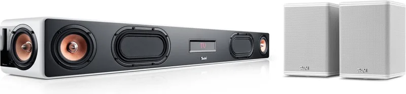 CINEBAR ULTIMA Surround 4.0-Set - Soundbar met 6 high performance drivers - Rearspeakers - Line in & optische digitale ingang van Teufel in Wit – productfoto