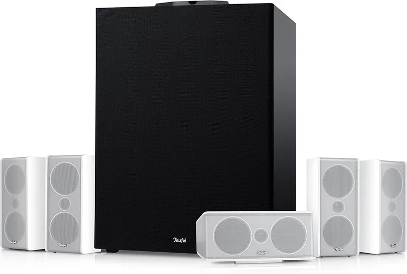 CONSONO 35 CONCEPT Surround Power Edition 5.1 set - Surround systeem met CONCEPT 8 subwoofer - 200 mm woofer voor bas tot 33 Hz by Teufel in White – product photo