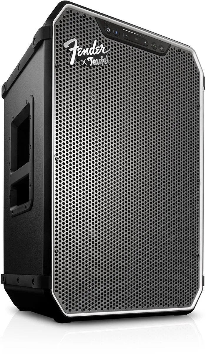 Fender x Teufel ROCKSTER NEO - Draagbare bluetooth partyspeaker, 130 dB, Batterijduur tot 36 uur, Bescherming tegen spatwater en stof, Powerbank-functie van Teufel in Black & Steel – productfoto