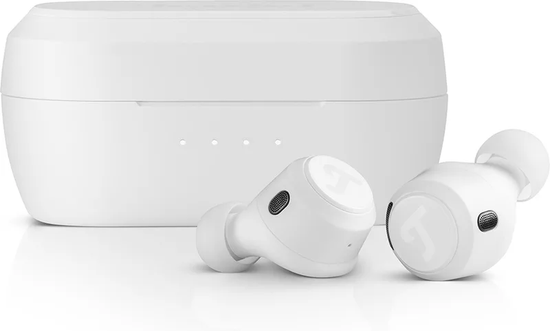 REAL BLUE TWS 3 - Draadloze oortjes met hybride Active Noise Cancelling - Bluetooth 5.3 met AAC - Spatwaterbescherming IPX4 - Oplaadcase van Teufel in Puur wit – productfoto