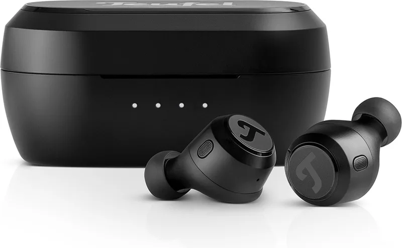 REAL BLUE TWS 3 - Draadloze oortjes met hybride Active Noise Cancelling - Bluetooth 5.3 met AAC - Spatwaterbescherming IPX4 - Oplaadcase van Teufel in Night Black – productfoto