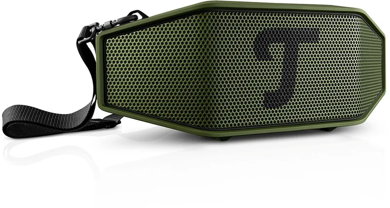 ROCKSTER CROSS 2 - Robuuste bluetooth stereo speaker, batterij tot 38 uur, IPX5 straalwaterdicht, Party link-functie - Black & Green van Teufel in Black & Green – productfoto