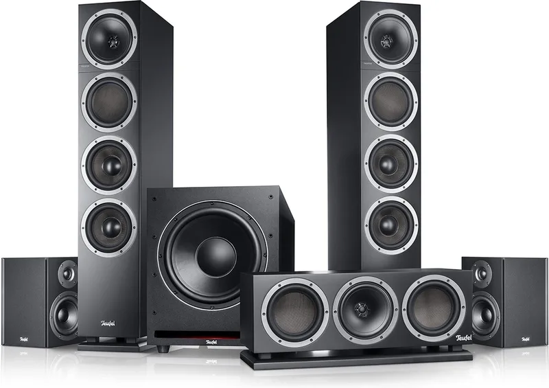 THEATER 500 Surround 5.1-Set - Suround set met 1x actieve subwoofer - 1x centerspeaker en 2x dipool - Tot 80 m² by Teufel in Black – product photo