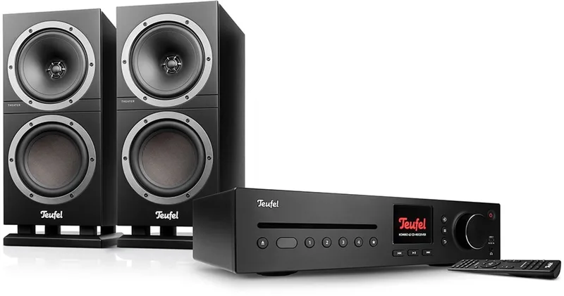 THEATER 500s KOMBO 2 - Stereo-set met boekenplankspeakers & cd-receiver - Bluetooth, wifi, Spotify Connect, DAB+, HDMI van Teufel in Zwart – productfoto