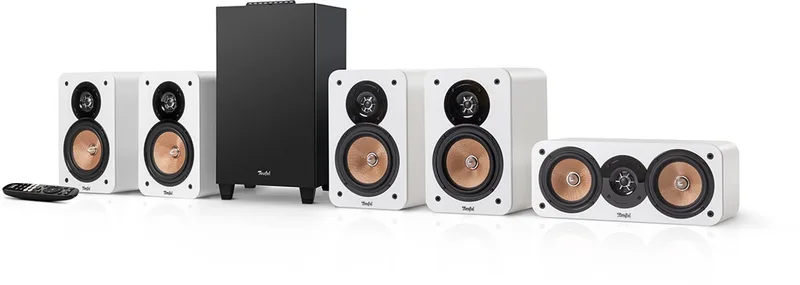 ULTIMA 20 CONCEPT Surround 5.1 Systeem - Home cinema set met Subwoofer en geïntegreerde AV-ontvanger - Bluetooth aptX, HDMI ARC CEC, USB-C van Teufel in Wit – productfoto