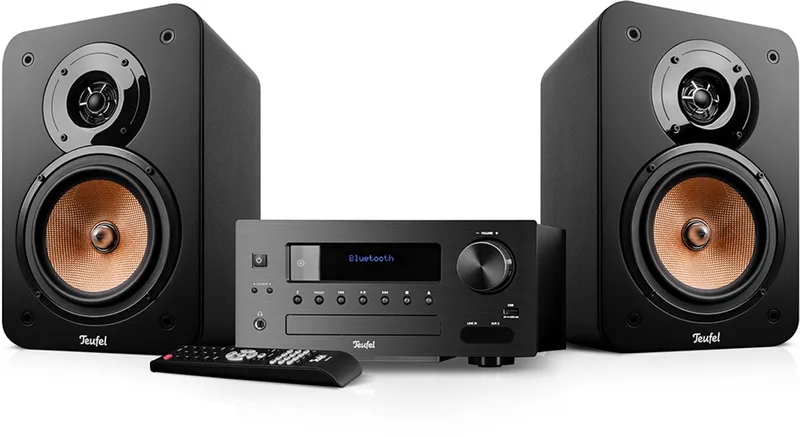 ULTIMA 20 KOMBO 2 - Premium compacte stereo installatie met 2-kanaals hifi-boekenplankspeakers - Bluetooth aptX, CD-speler en FM/DAB+ radio van Teufel in Zwart – productfoto