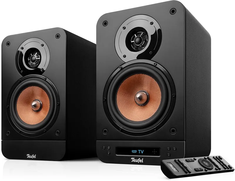 ULTIMA 25 ACTIVE 2 - Bluetooth boekenplankspeakers met geïntegreerde AV-receiver - Dolby Audio - DAB+ /FM-radio - Bluetooth 5.0 aptX - HDMI ARC CEC van Teufel in Night Black – productfoto