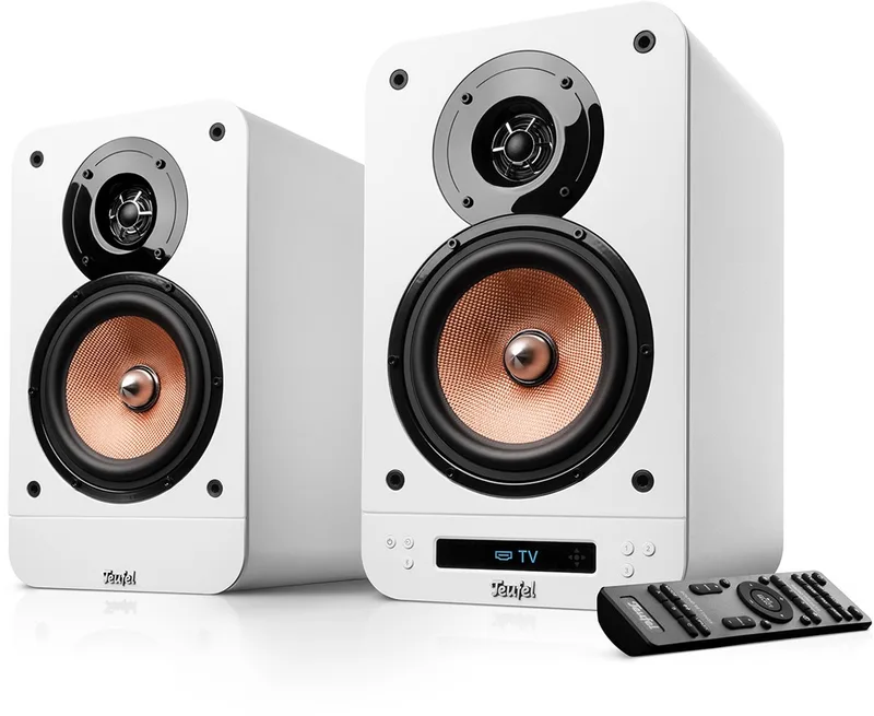 ULTIMA 25 ACTIVE 2 - Bluetooth boekenplankspeakers met geïntegreerde AV-receiver - Dolby Audio - DAB+ /FM-radio - Bluetooth 5.0 aptX - HDMI ARC CEC van Teufel in Pure White – productfoto