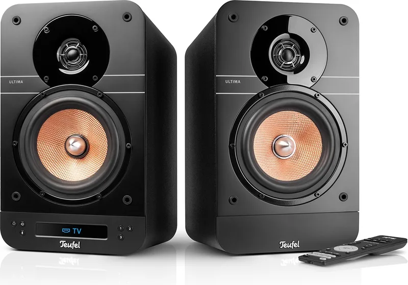 ULTIMA 25 ACTIVE - Bluetooth boekenplankspeakers met geïntegreerde AV-receiver - Dolby Audio - DAB+ /FM-radio - Bluetooth 5.0 aptX - HDMI ARC CEC van Teufel in Night Black – productfoto