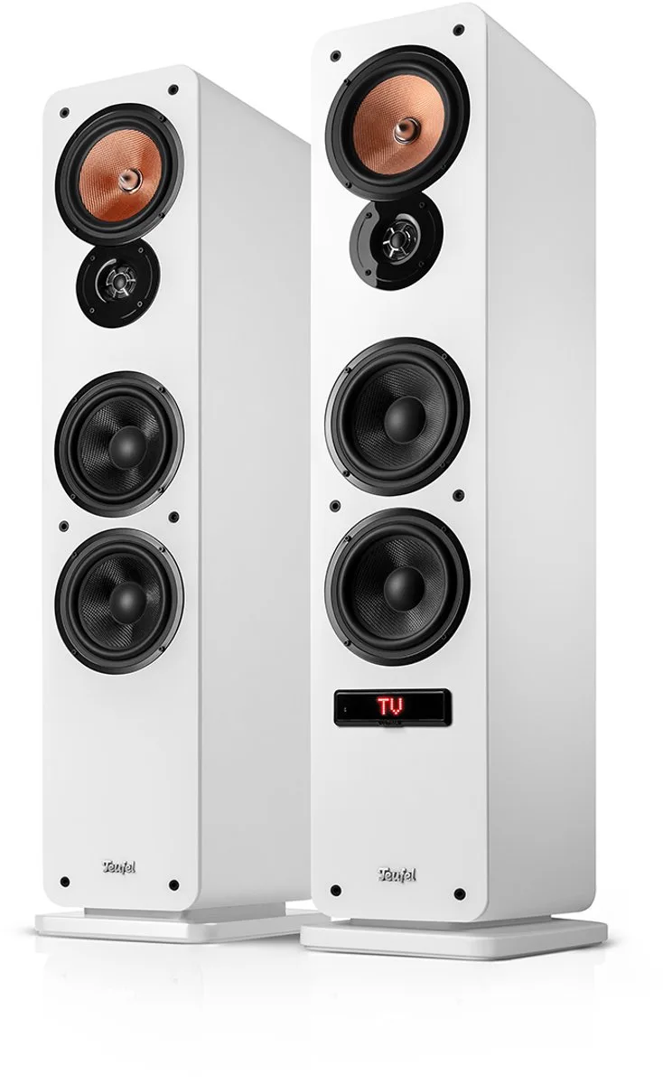 ULTIMA 40 ACTIVE 3 - 3-kanaals vloerstaande speakers - Geïntegreerde versterker - Bluetooth aptX - HDMI ARC CEC, USB-C - Set van 2 van Teufel in Wit – productfoto