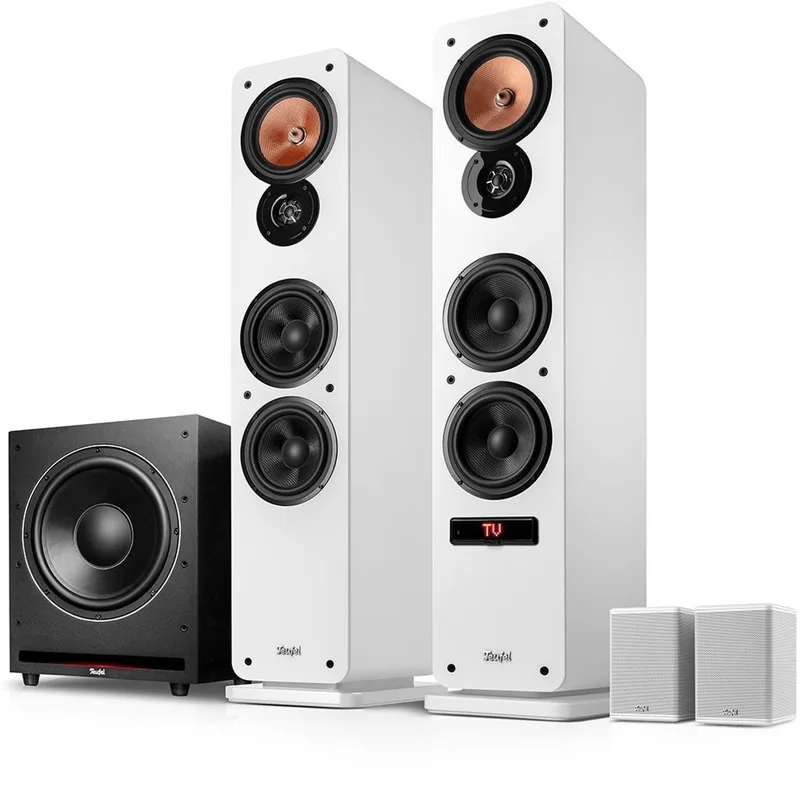ULTIMA 40 ACTIVE 3 Club Edition - 4.1 bluetooth surroundsysteem met actieve vloerstaanders - Met geïntegreerde versterker - Krachtige subwoofer - HDMI ARC CEC van Teufel in Wit – productfoto