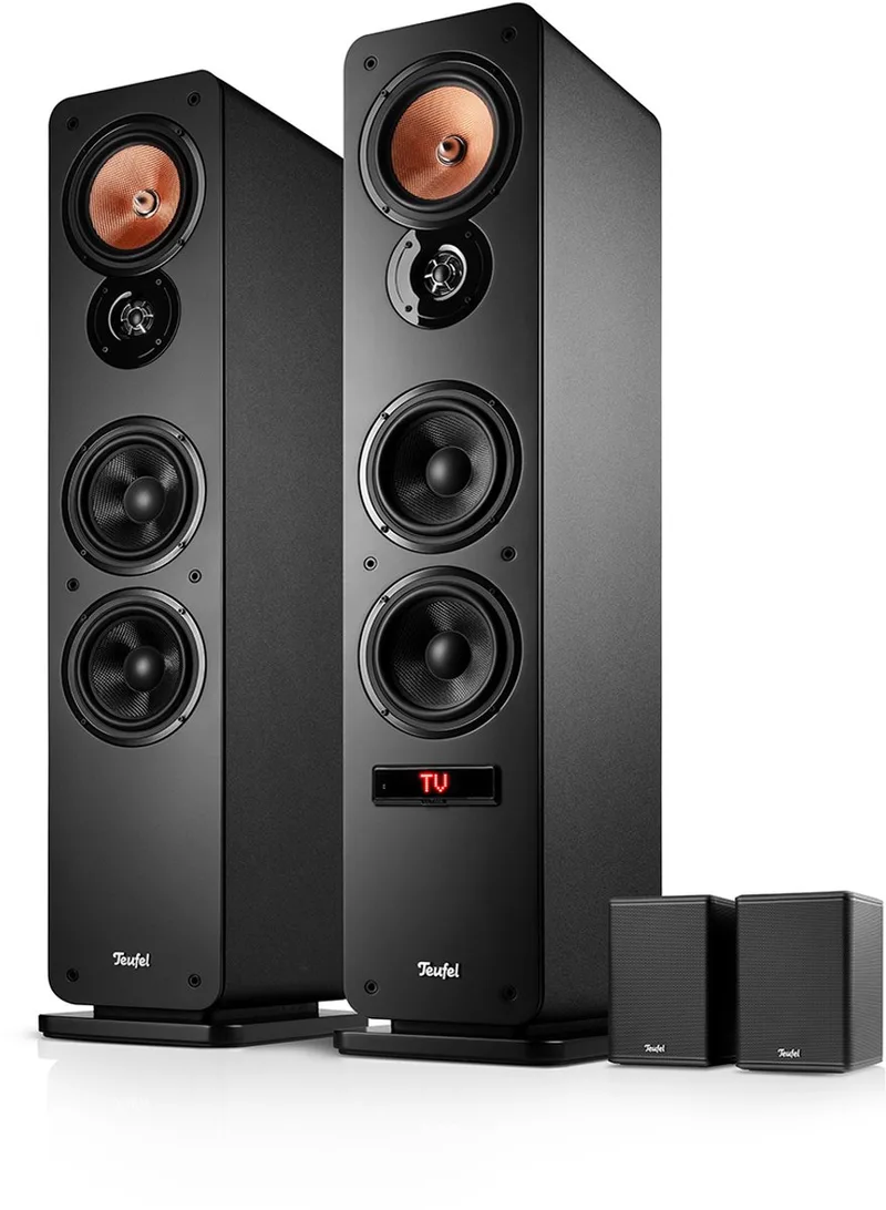 ULTIMA 40 ACTIVE 3 Surround - 4.0 actieve vloerstaande speakers met draadloze actieve rearspeakers - Bluetooth aptX - Ingebouwde versterker, HDMI ARC CEC, USB-C van Teufel in Zwart – productfoto