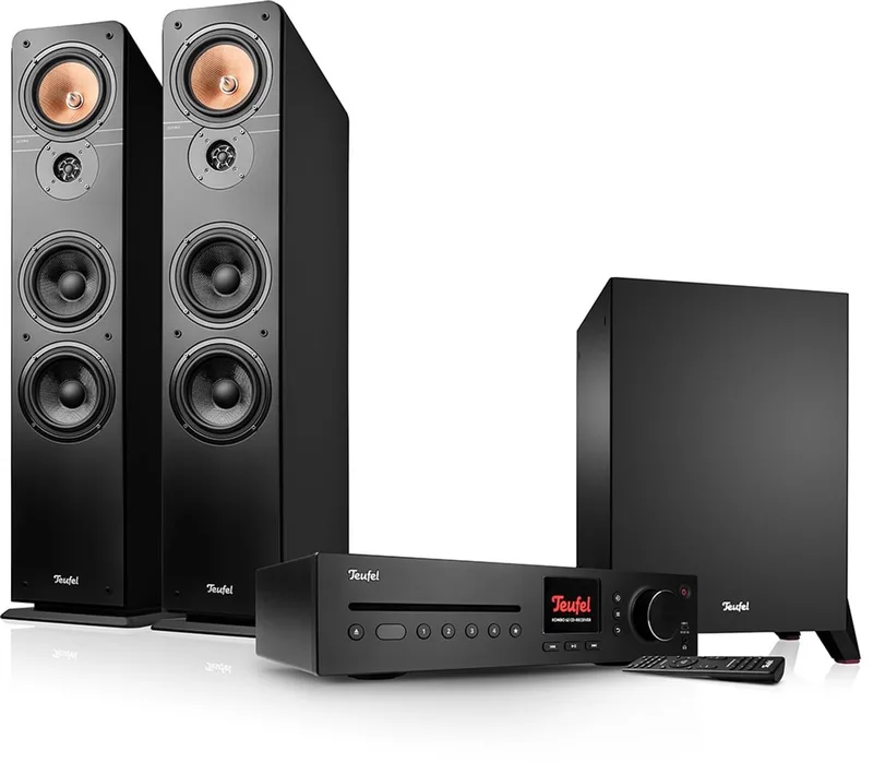 ULTIMA 40 KOMBO 2 Power Edition - Speelklaar stereosysteem met subwoofer - Vloerstaande speakers & cd-receiver - Bluetooth, Spotify Connect wifi, DAB+ van Teufel in Zwart – productfoto