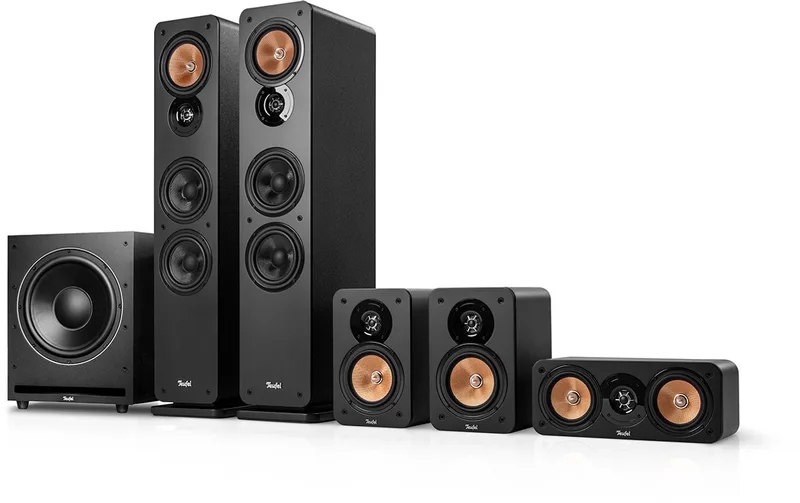 ULTIMA 40 Surround Power Edition 5.1-Set - Home cinema set met 2 vloerstaande speakers - 2 boekenplankspeakers - Centerspeaker en XXL subwoofer van Teufel in Zwart – productfoto