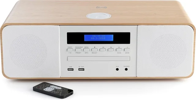 MIC200IBT Stereo Bluetooth Microset - CD/MP3/USB/Inductie - Hout