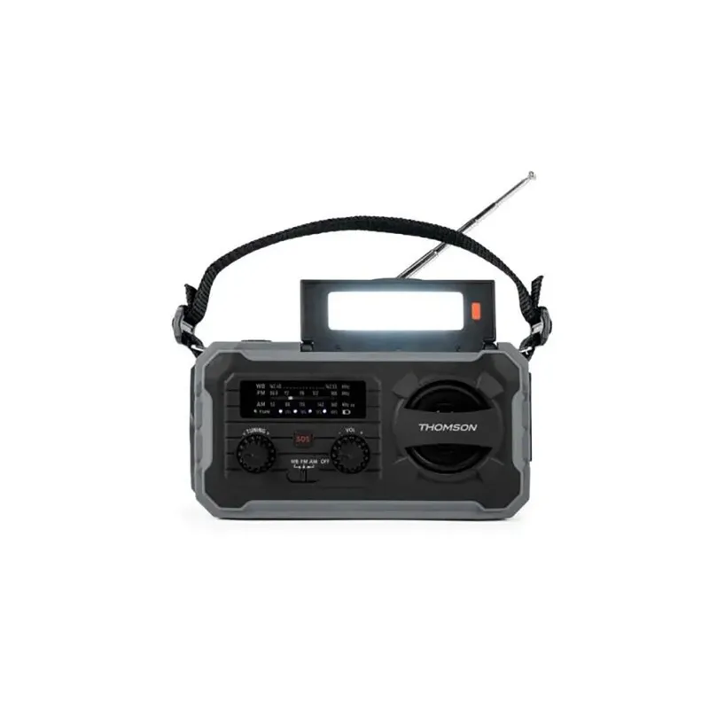 Portable Solar Sos Am/fm 8000mah Battery Emergency Flashlight 3 Charging Modes Function Draagbare Radio by Thomson – product photo