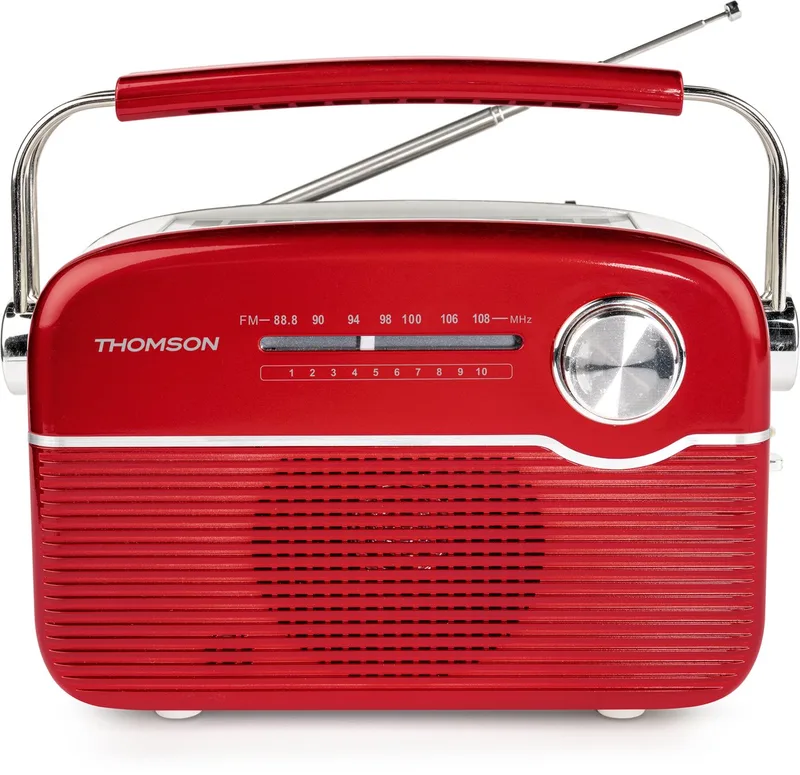 RETRO BLUETOOTH RADIO - SOLAR by Thomson in Red – product photo
