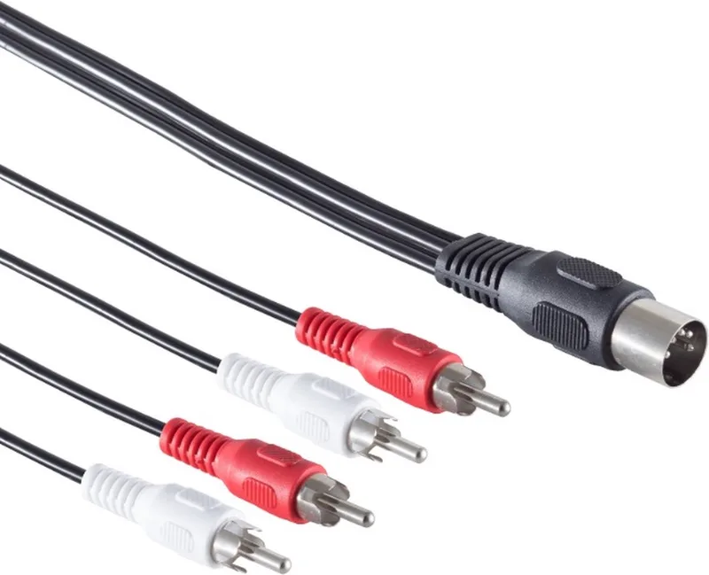 DIN 5-pins - 2x Tulp stereo 2RCA audiokabel (recorder - versterker) / 1,5 meter by Transmedia in Black – product photo