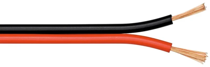 Luidspreker kabel (CU koper) - 2x 0,75mm² / rood/zwart - 10 meter de Transmedia en Noir, Rouge – photo produit