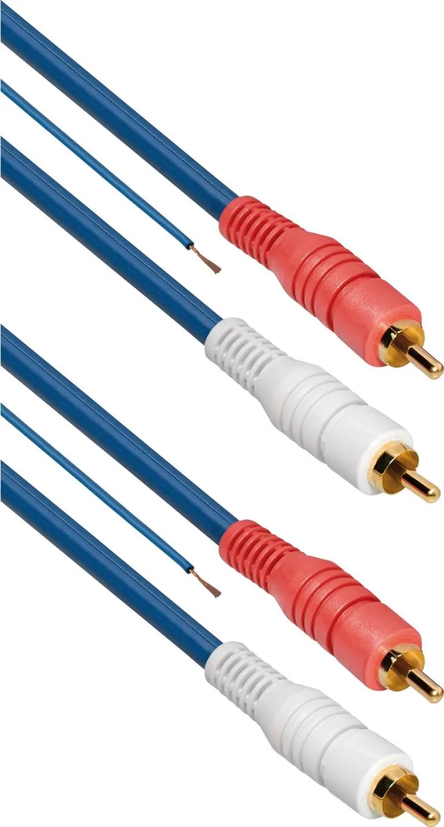 Tulp stereo audio kabel met remote draad - verguld - 5 meter van Transmedia in Blauw – productfoto