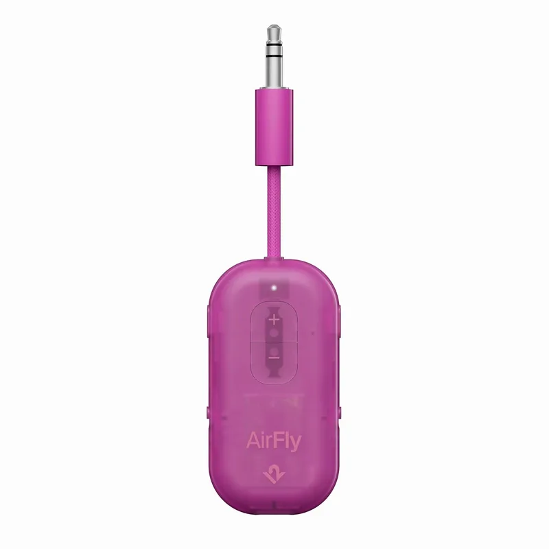 AirFly Pro 2 – Geniet van In-Flight Entertainment met Draadloze Hoofdtelefoons – Koppel Twee Sets Draadloze Hoofdtelefoons voor Gedeeld Luisteren – Meer dan 25 Uur Batterijduur van Twelve South in Roze – productfoto