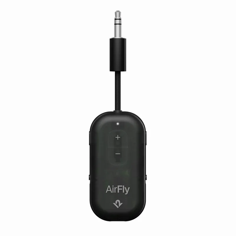 AirFly Pro 2 – Geniet van In-Flight Entertainment met Draadloze Hoofdtelefoons – Koppel Twee Sets Draadloze Hoofdtelefoons voor Gedeeld Luisteren – Meer dan 25 Uur Batterijduur van Twelve South in Zwart – productfoto