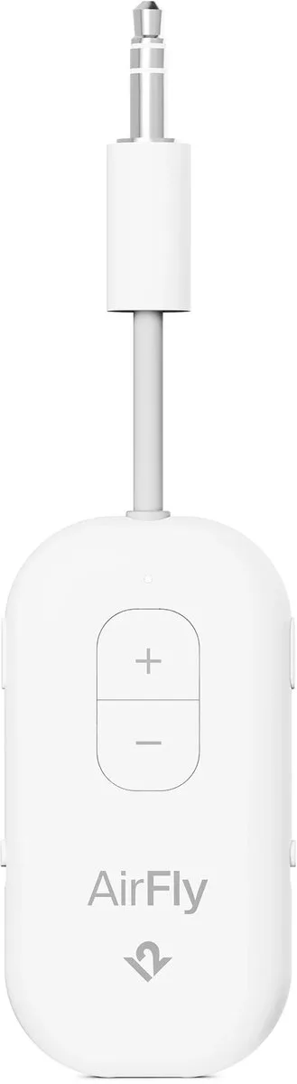 AirFly Pro 2 – Geniet van In-Flight Entertainment met Draadloze Hoofdtelefoons – Koppel Twee Sets Draadloze Hoofdtelefoons voor Gedeeld Luisteren – Meer dan 25 Uur Batterijduur van Twelve South in Wit – productfoto