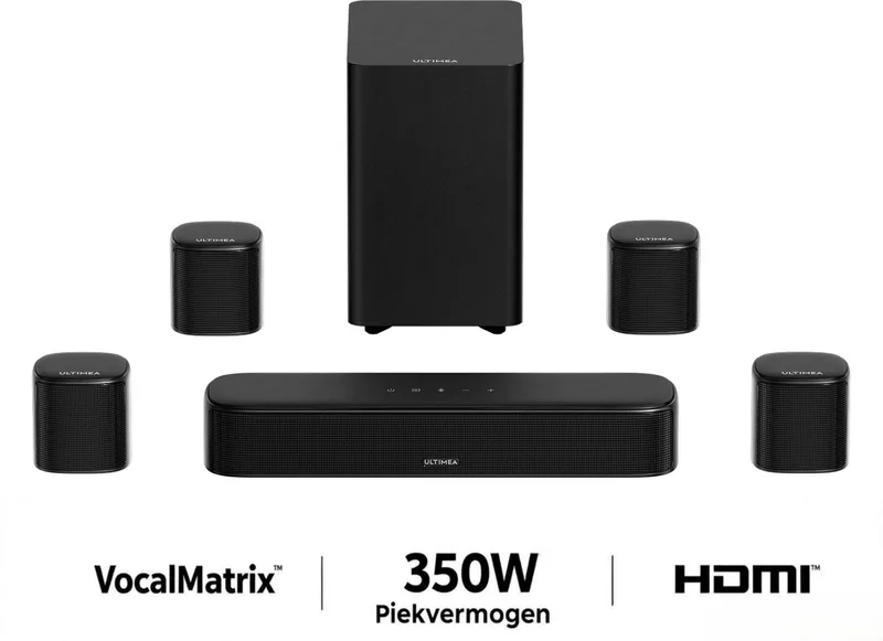 7.1-kanaals Soundbar voor TV, met 4 Surroundluidsprekers, Surround-geluidssysteem met Subwoofer, App-bediening van Ultimea in Aura S4T – productfoto