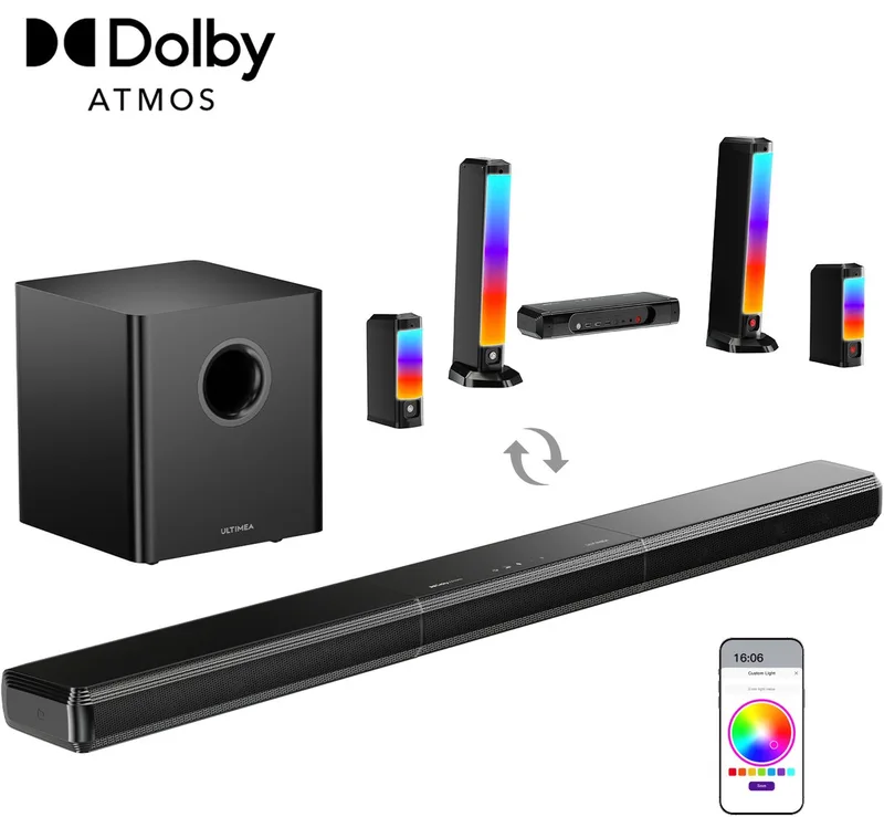 Apollo S90 – 9.1 Soundbar met Dolby Atmos, RGB en Subwoofer – Soundbar voor TV by Ultimea in Black – product photo