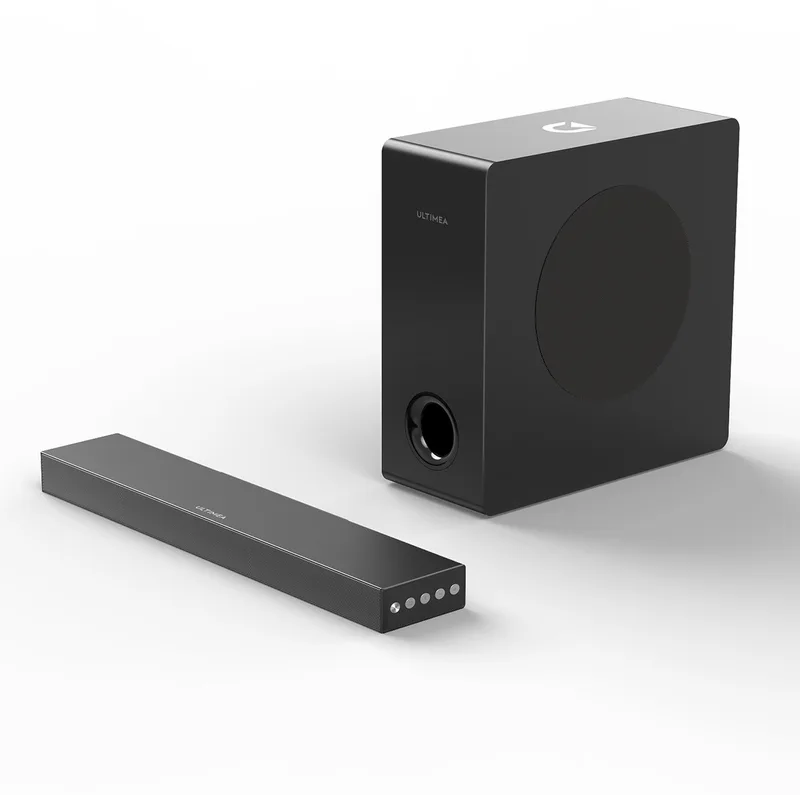 Nova S40 2.1-kanaals ultradunne soundbar met BassMX™-subwoofer en aanpasbare geluidseffecten by Ultimea in Black – product photo