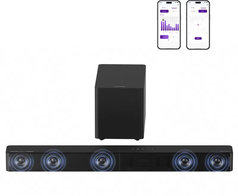 Poseidon M60 Boom - 5.1-kanaals Dolby Atmos-soundbar, surround sound met bekabelde subwoofer, Bluetooth 5.4 van Ultimea in Zwart – productfoto