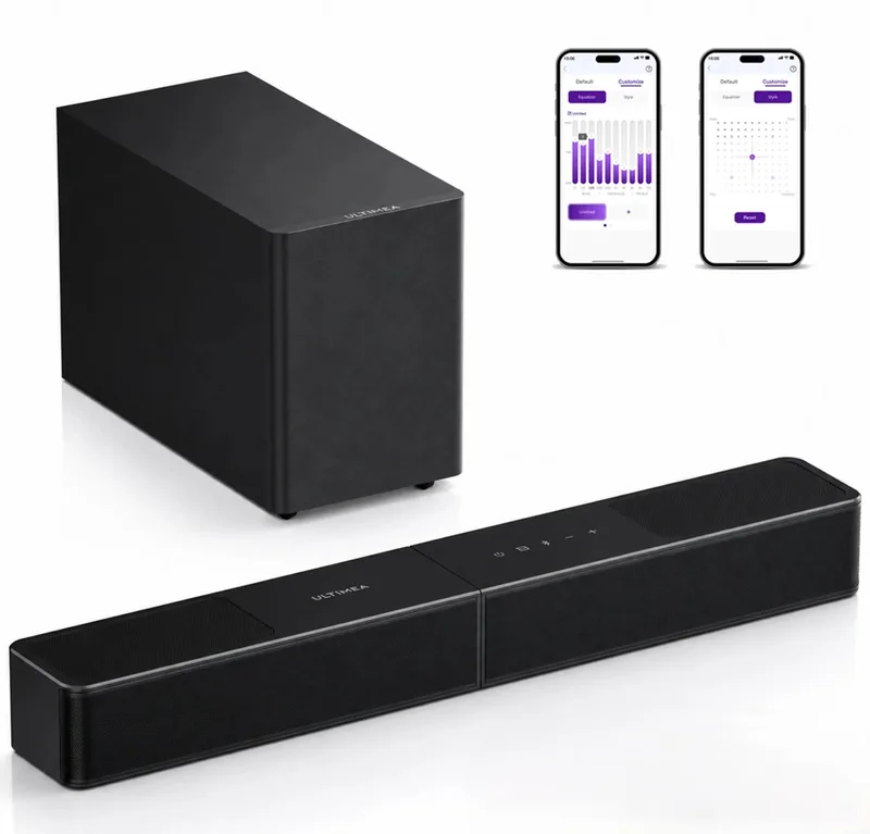 Poseidon M70 - 3.1.2 kanaals Dolby Atmos Soundbar Met Draadloze Subwoofer van Ultimea in Zwart – productfoto