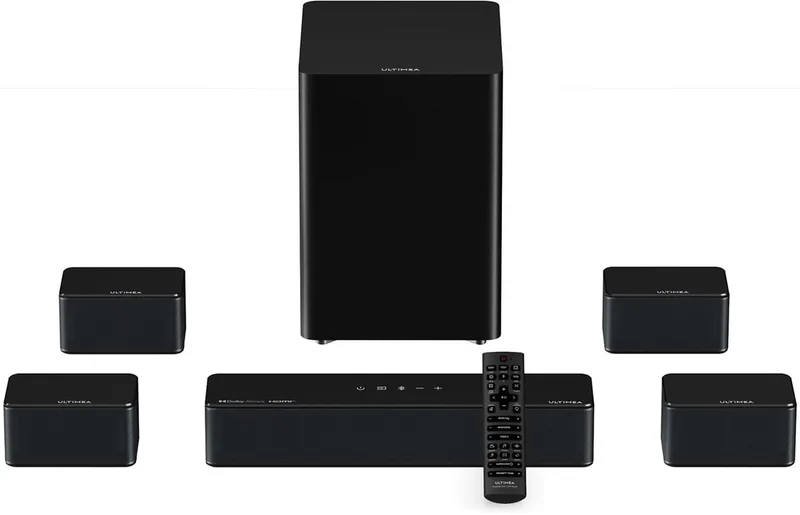 Poseidon Serie – 7.1-kanaals Dolby Atmos-soundbar met draadloze subwoofer, 500W vermogen, app-bediening en Bluetooth 5.3 van Ultimea in Zwart-7.1 – productfoto